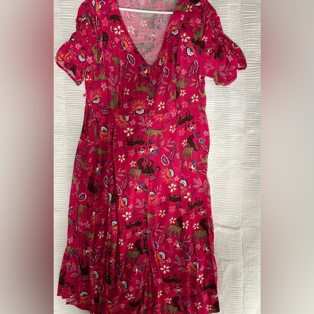 Floral V-Neck Pink Dress